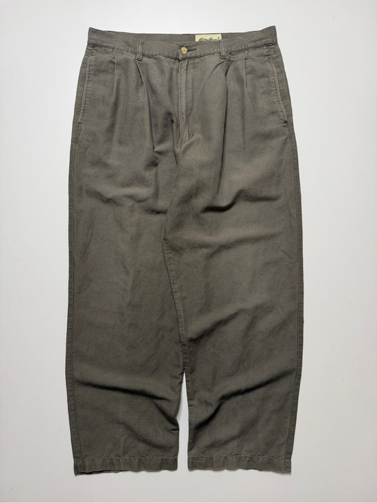 Eddie Bauer Other - Vintage Eddie Bauer Linen Pleated Chinos Trousers Pants Mens W33 Light Olive 90s